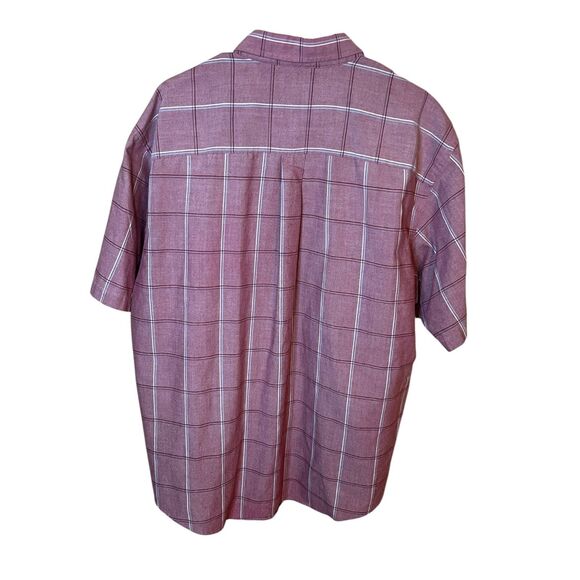 Van Heusen Mens XL 17-17.5 Salmon Plaid Short Sleeve Button Up Shirt - Picture 4 of 4